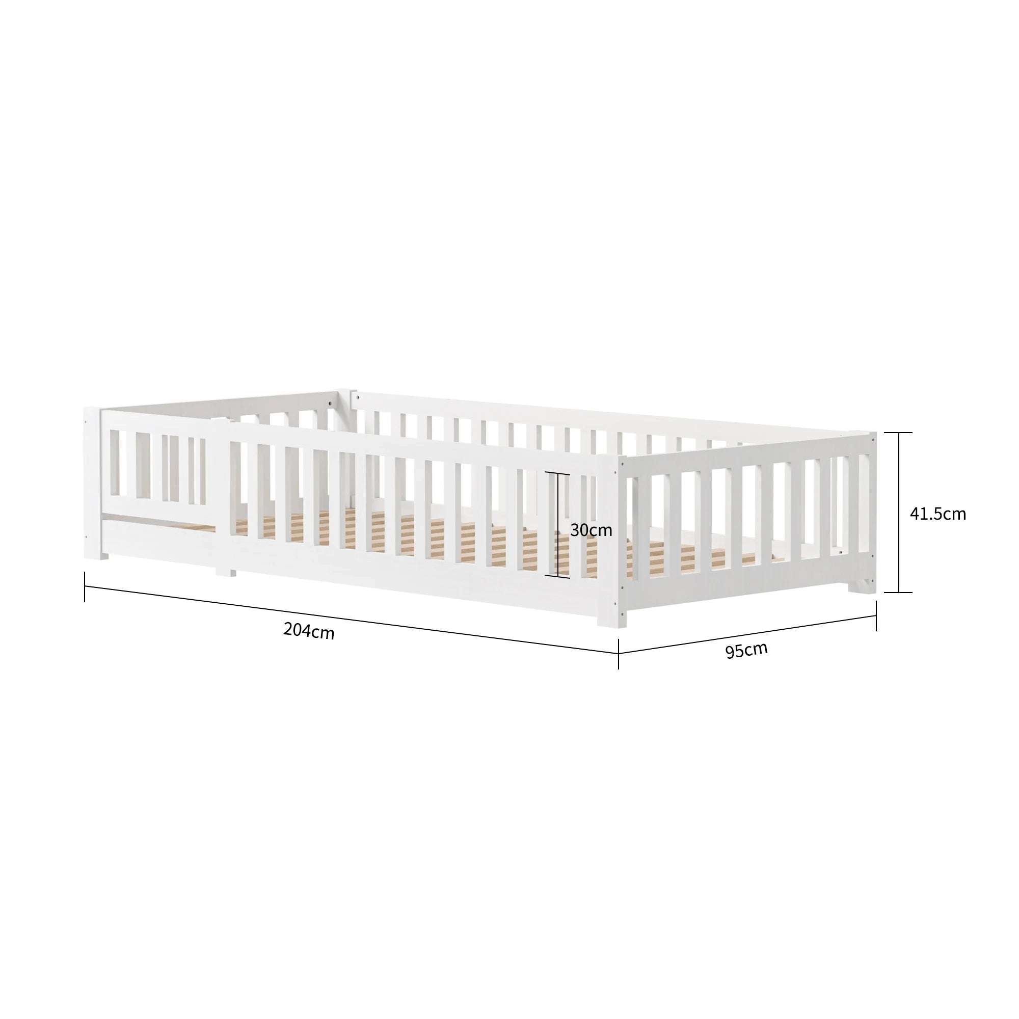Kinderbett aus Massivholz 90×200 cm – Bodenbett für Jungen & Mädchen