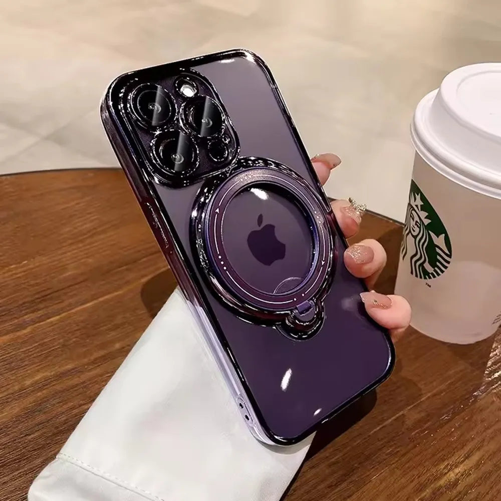 Luxury MagSafe Hülle mit Magnetischem Ring-Stand für iPhone 11, 11 Pro, 11 Pro Max, 12, 12 Pro, 12 Pro Max, 13, 13 Pro, 13 Pro Max – Acrylschutz