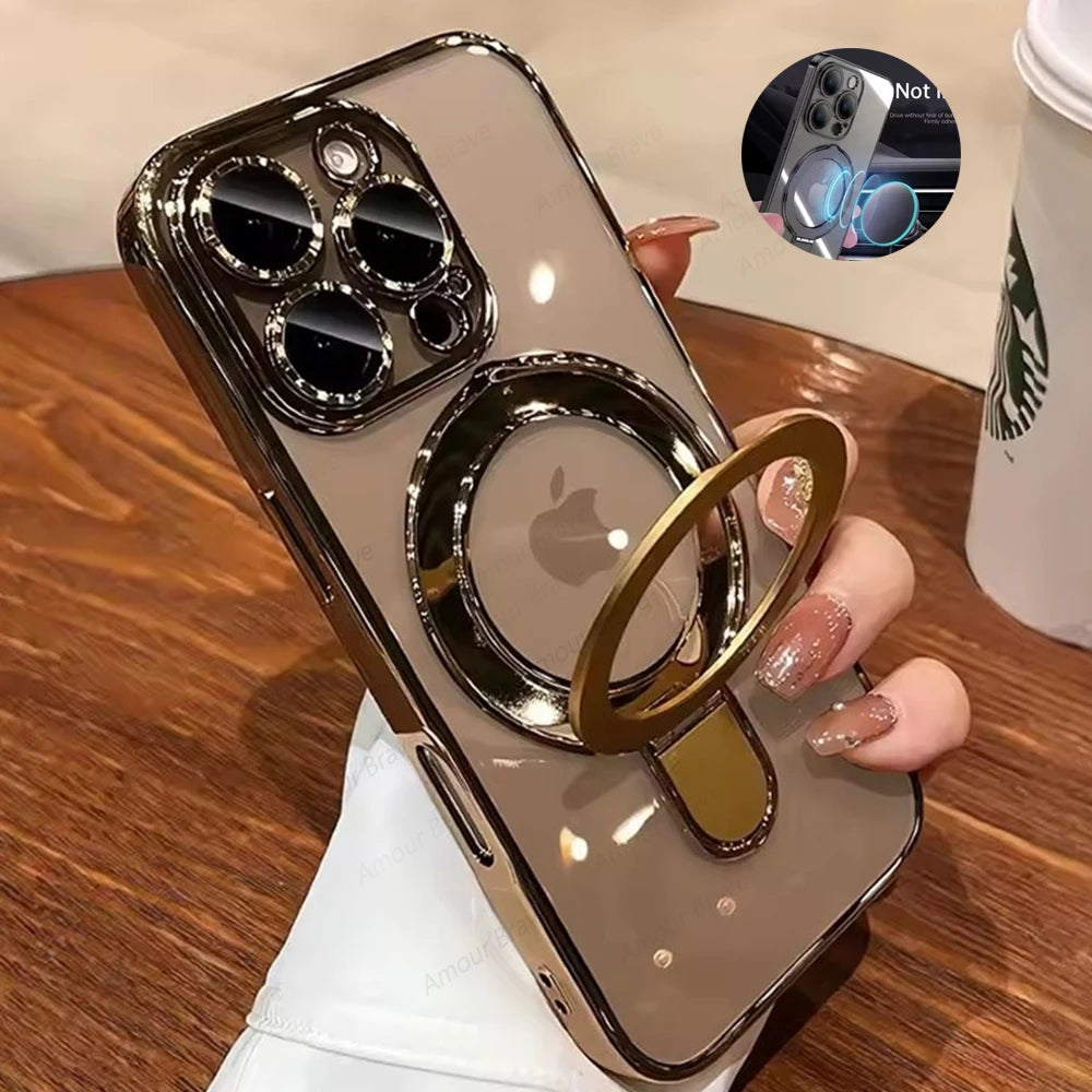 Luxury MagSafe Hülle mit Magnetischem Ring-Stand für iPhone 11, 11 Pro, 11 Pro Max, 12, 12 Pro, 12 Pro Max, 13, 13 Pro, 13 Pro Max – Acrylschutz