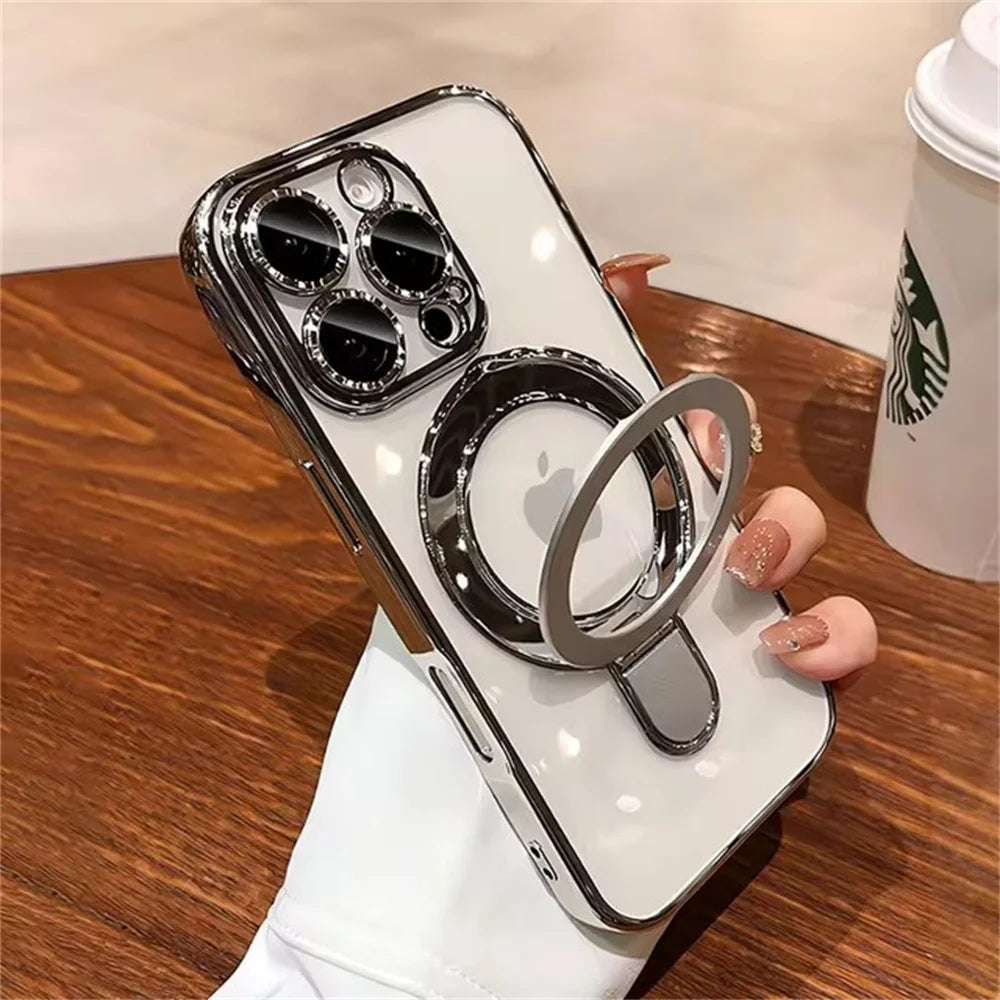 Luxury MagSafe Hülle mit Magnetischem Ring-Stand für iPhone 11, 11 Pro, 11 Pro Max, 12, 12 Pro, 12 Pro Max, 13, 13 Pro, 13 Pro Max – Acrylschutz