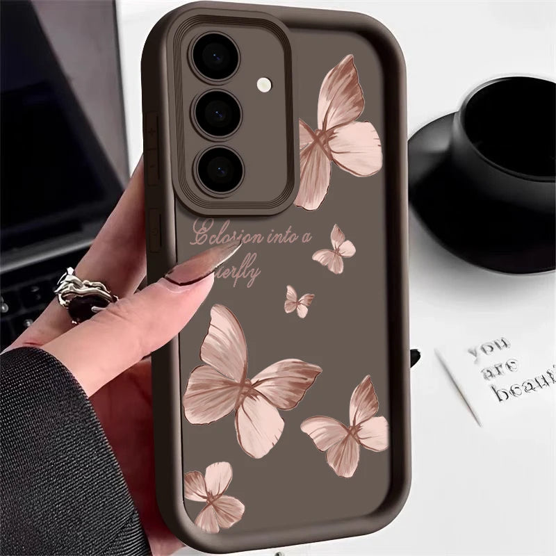 Retro Schmetterling Handyhülle für Samsung Galaxy A54 S21 S22 S23 S24 S25 Ultra Plus S24 FE – Silikon Case