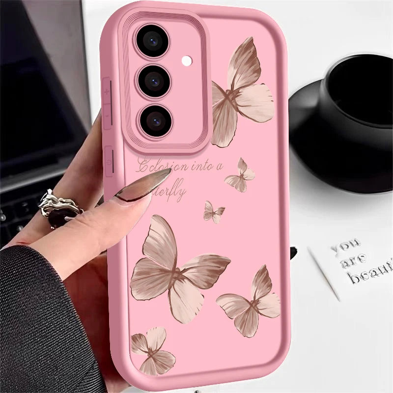 Retro Schmetterling Handyhülle für Samsung Galaxy A54 S21 S22 S23 S24 S25 Ultra Plus S24 FE – Silikon Case