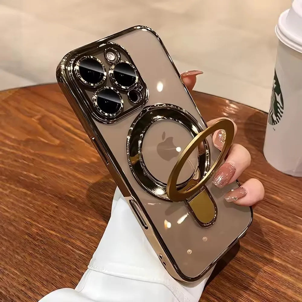 Luxury MagSafe Hülle mit Magnetischem Ring-Stand für iPhone 11, 11 Pro, 11 Pro Max, 12, 12 Pro, 12 Pro Max, 13, 13 Pro, 13 Pro Max – Acrylschutz