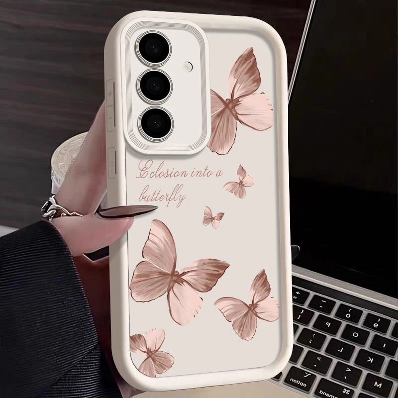 Retro Schmetterling Handyhülle für Samsung Galaxy A54 S21 S22 S23 S24 S25 Ultra Plus S24 FE – Silikon Case