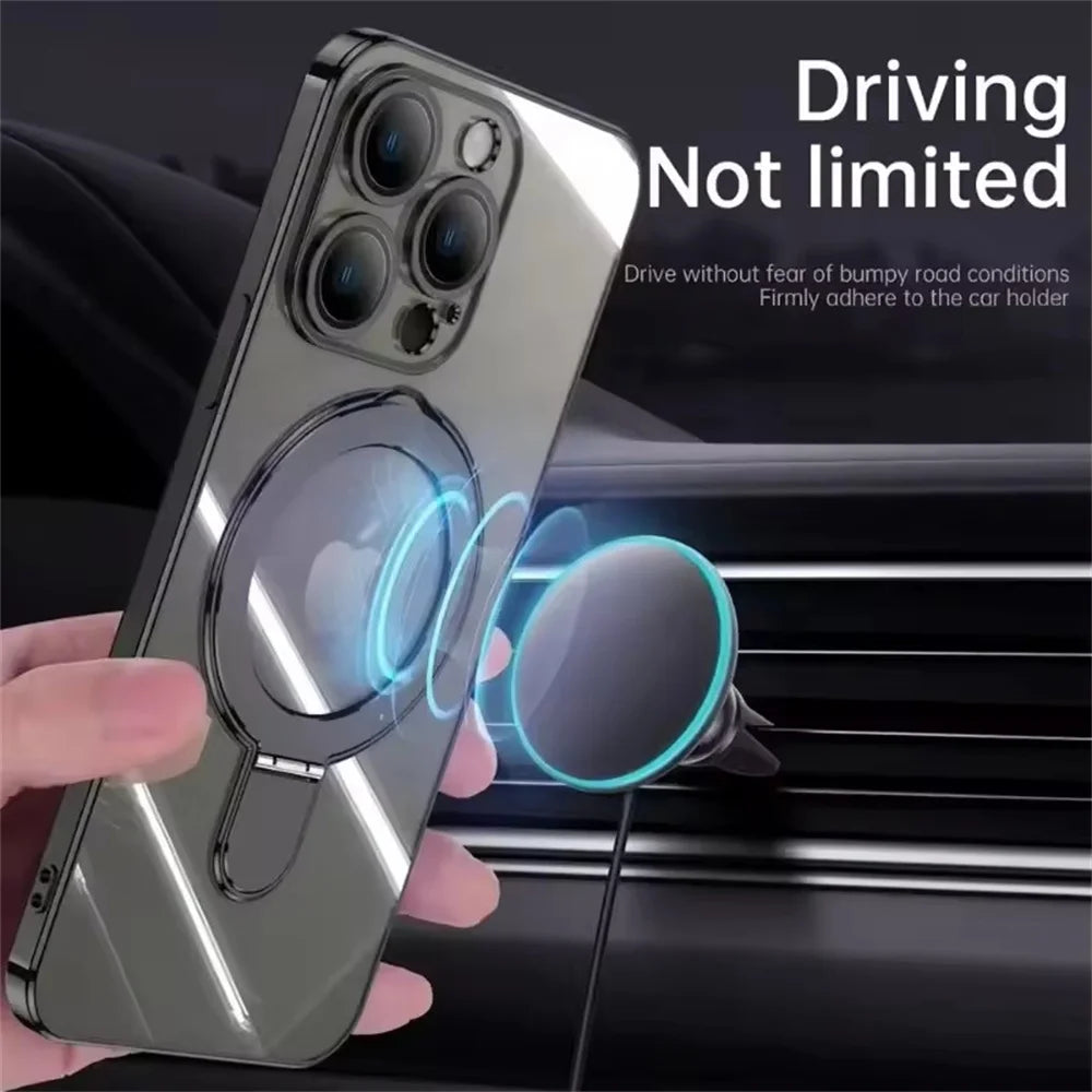 Luxury MagSafe Hülle mit Magnetischem Ring-Stand für iPhone 11, 11 Pro, 11 Pro Max, 12, 12 Pro, 12 Pro Max, 13, 13 Pro, 13 Pro Max – Acrylschutz