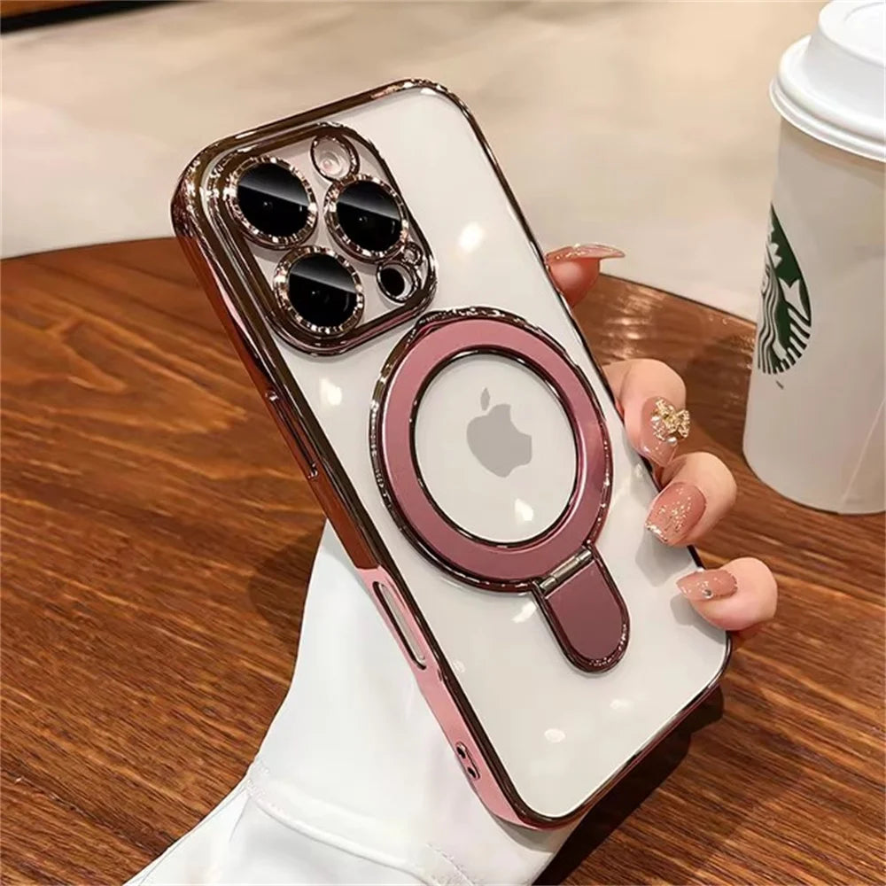 Luxury MagSafe Hülle mit Magnetischem Ring-Stand für iPhone 11, 11 Pro, 11 Pro Max, 12, 12 Pro, 12 Pro Max, 13, 13 Pro, 13 Pro Max – Acrylschutz
