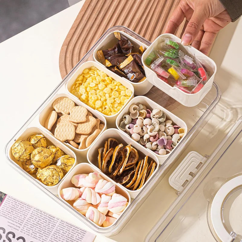 8-Fächer-Aufbewahrungsbox – Küchen-Serviertablett & Snackbox, Trennbehälter für Gewürze, Obst und Snacks, tragbar