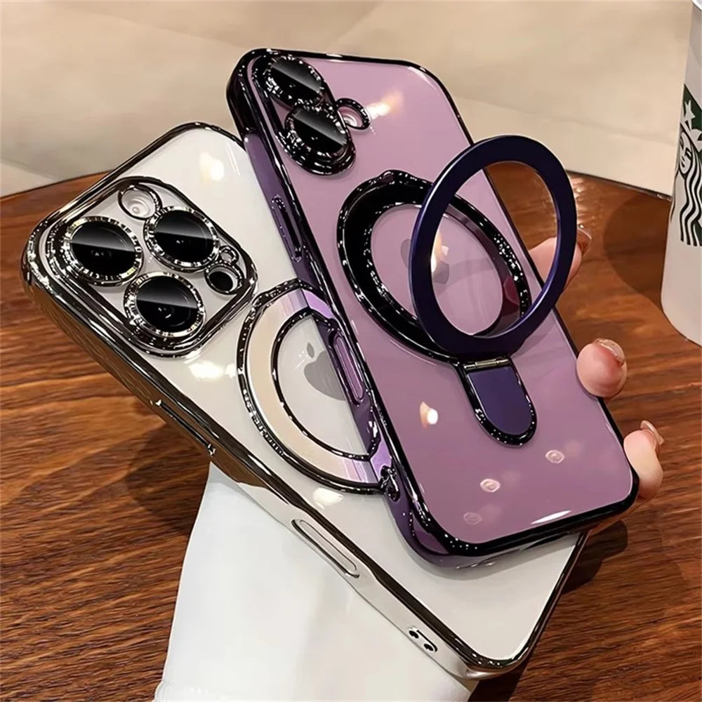 Luxury MagSafe Hülle mit Magnetischem Ring-Stand für iPhone 11, 11 Pro, 11 Pro Max, 12, 12 Pro, 12 Pro Max, 13, 13 Pro, 13 Pro Max – Acrylschutz