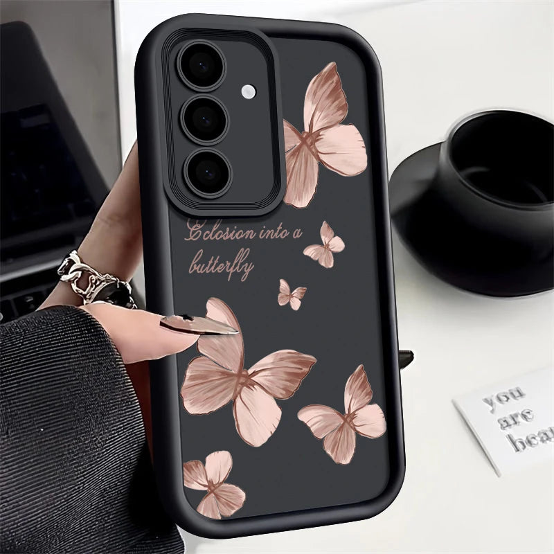 Retro Schmetterling Handyhülle für Samsung Galaxy A54 S21 S22 S23 S24 S25 Ultra Plus S24 FE – Silikon Case