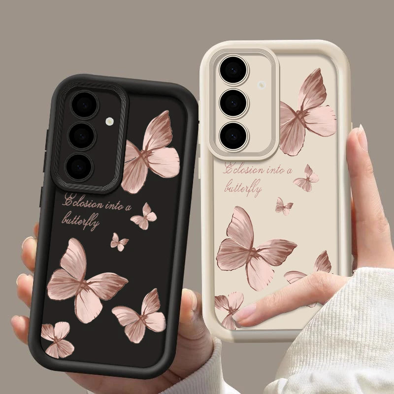Retro Schmetterling Handyhülle für Samsung Galaxy A54 S21 S22 S23 S24 S25 Ultra Plus S24 FE – Silikon Case